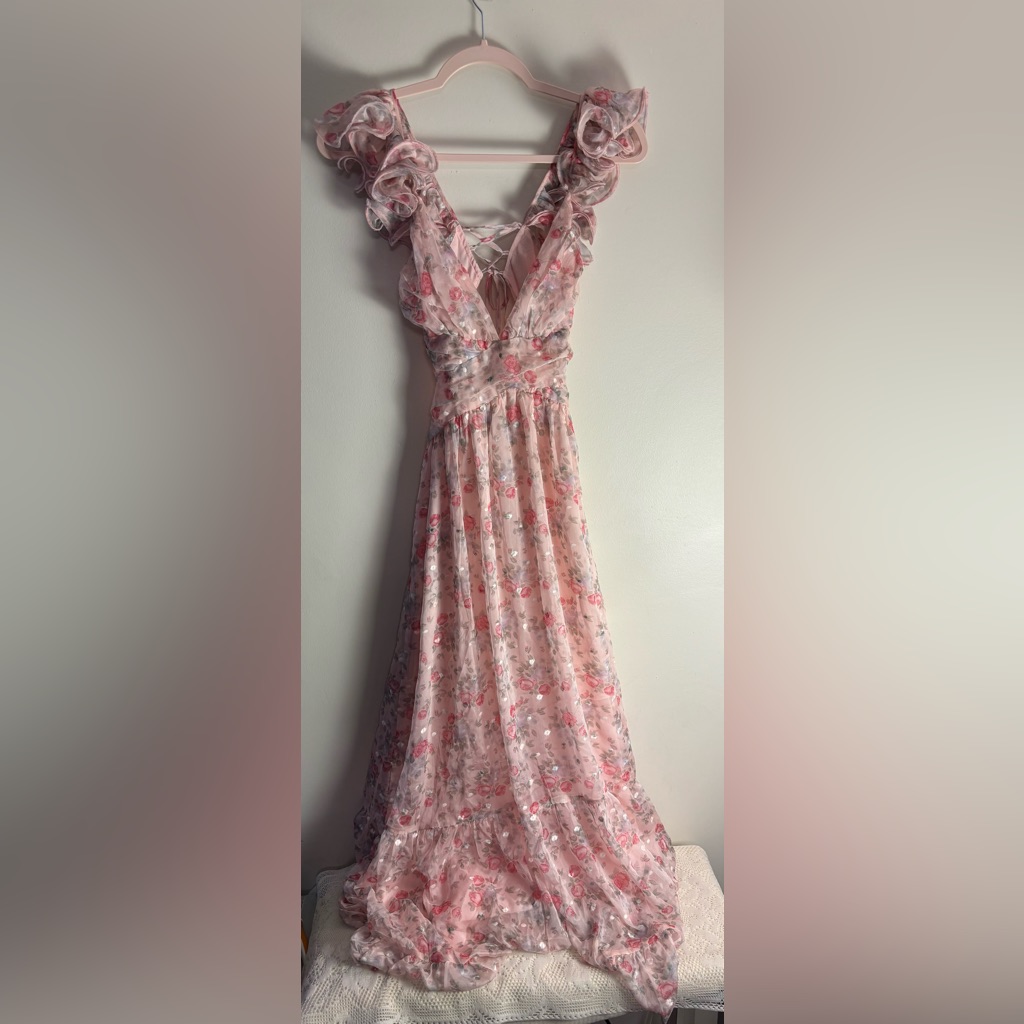 Storia Pink And Red Backless Dress